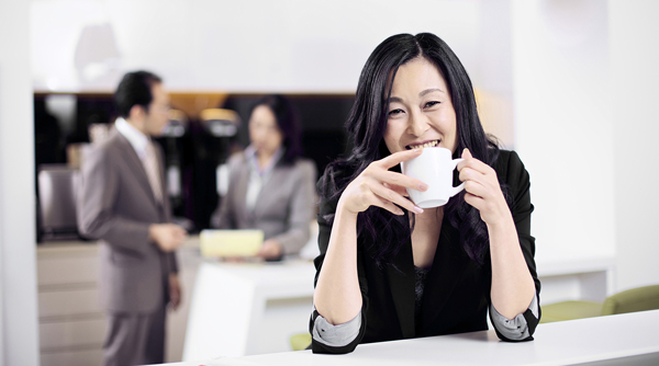 Woman drinking coffee